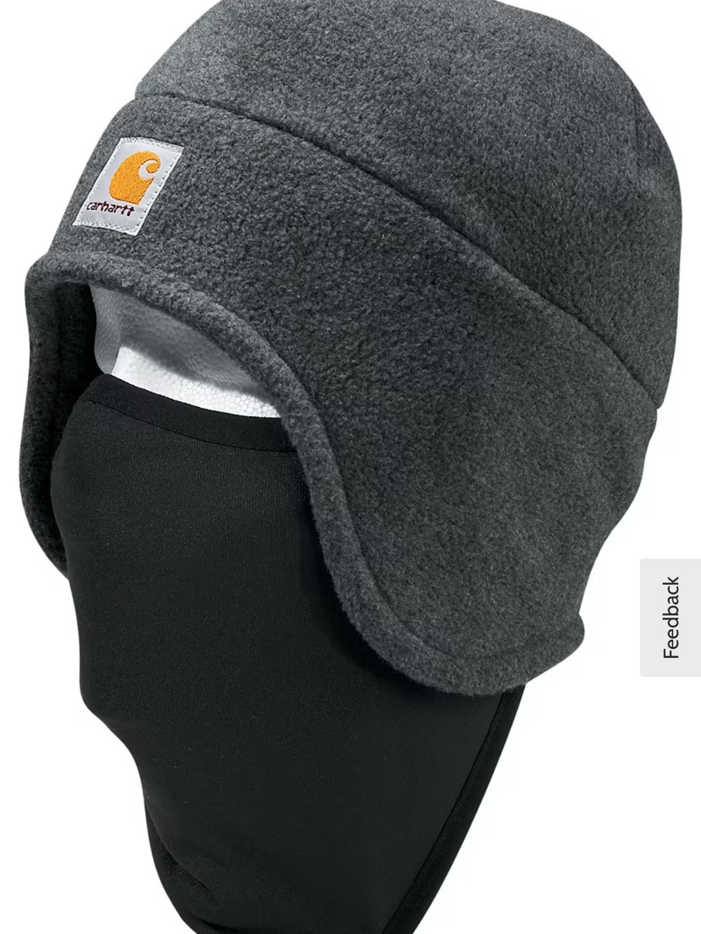 Carhartt Gray Fleece Trapper Hat with Logo Patch